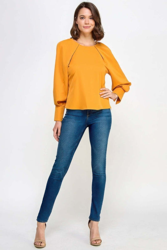 Veloria Raglan Long Sleeve Top With Back Neck Tie Detail - Smile Sparker
