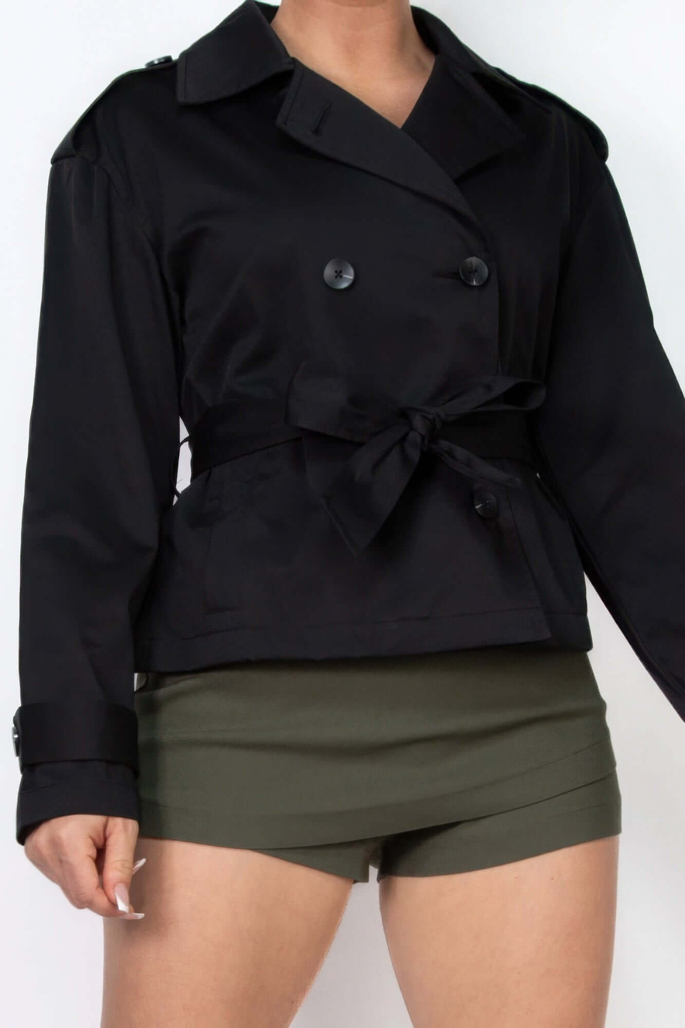 Aurevia Double Breasted Waist Tie Trench Coat Women - Smile Sparker