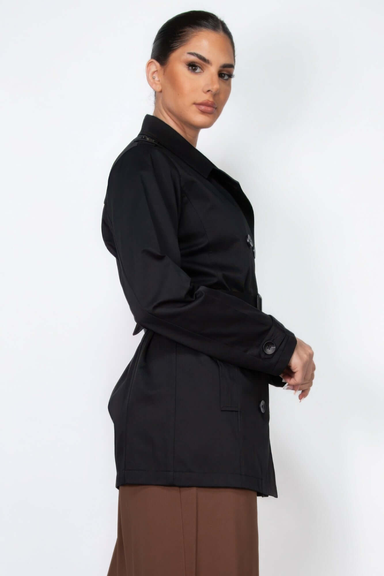 Ophira Belted Double Breasted Coat Notch Lapel Buy - Smile Sparker