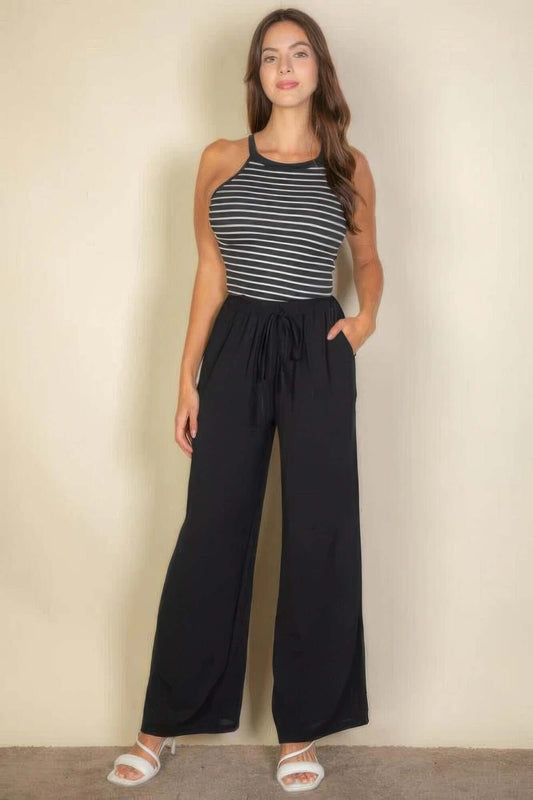 Aurevia Drawstring Waist Wide Leg Minimalist Pants Women - Smile Sparker