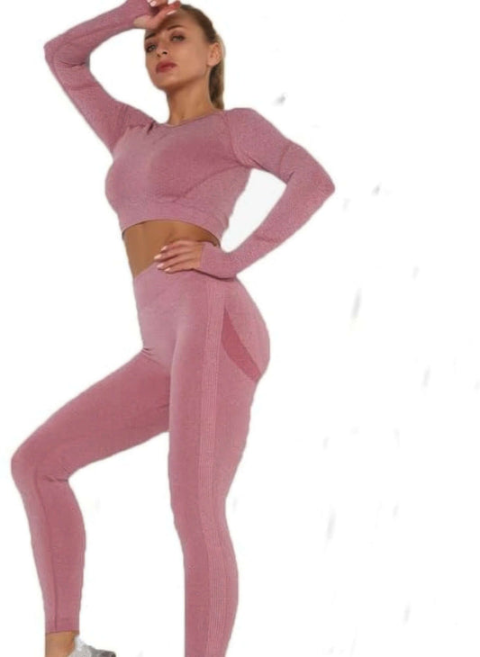 Lunarelle Seamless Top Leggings Set Activewear Crop Top - Smile Sparker