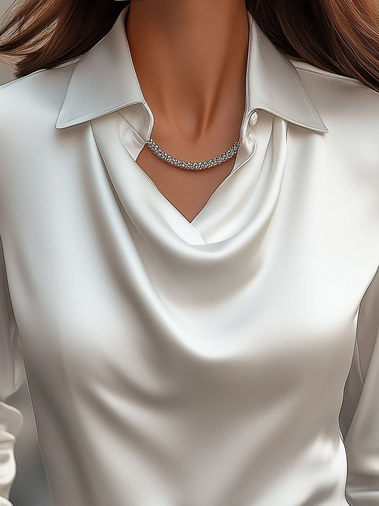 Mia | Elegant White Draped Blouse for Women 1