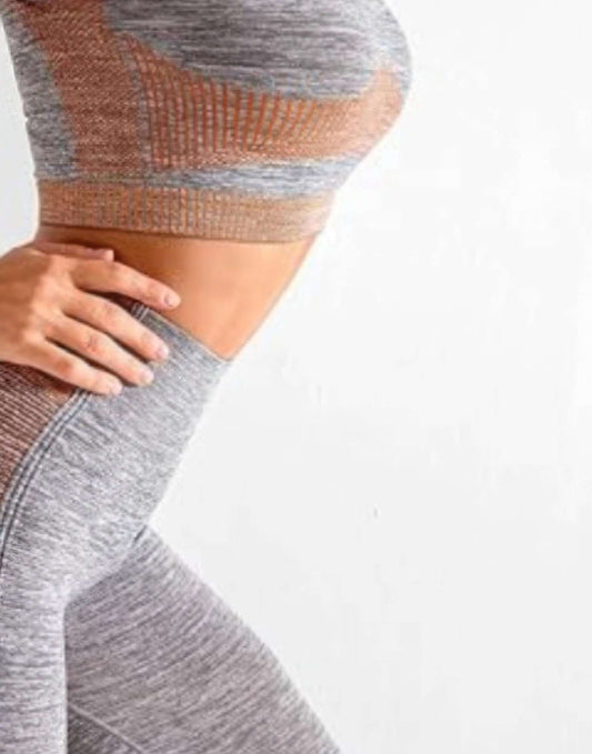 Ophira Striped Seamless Yoga Set High Rise Leggings - Smile Sparker