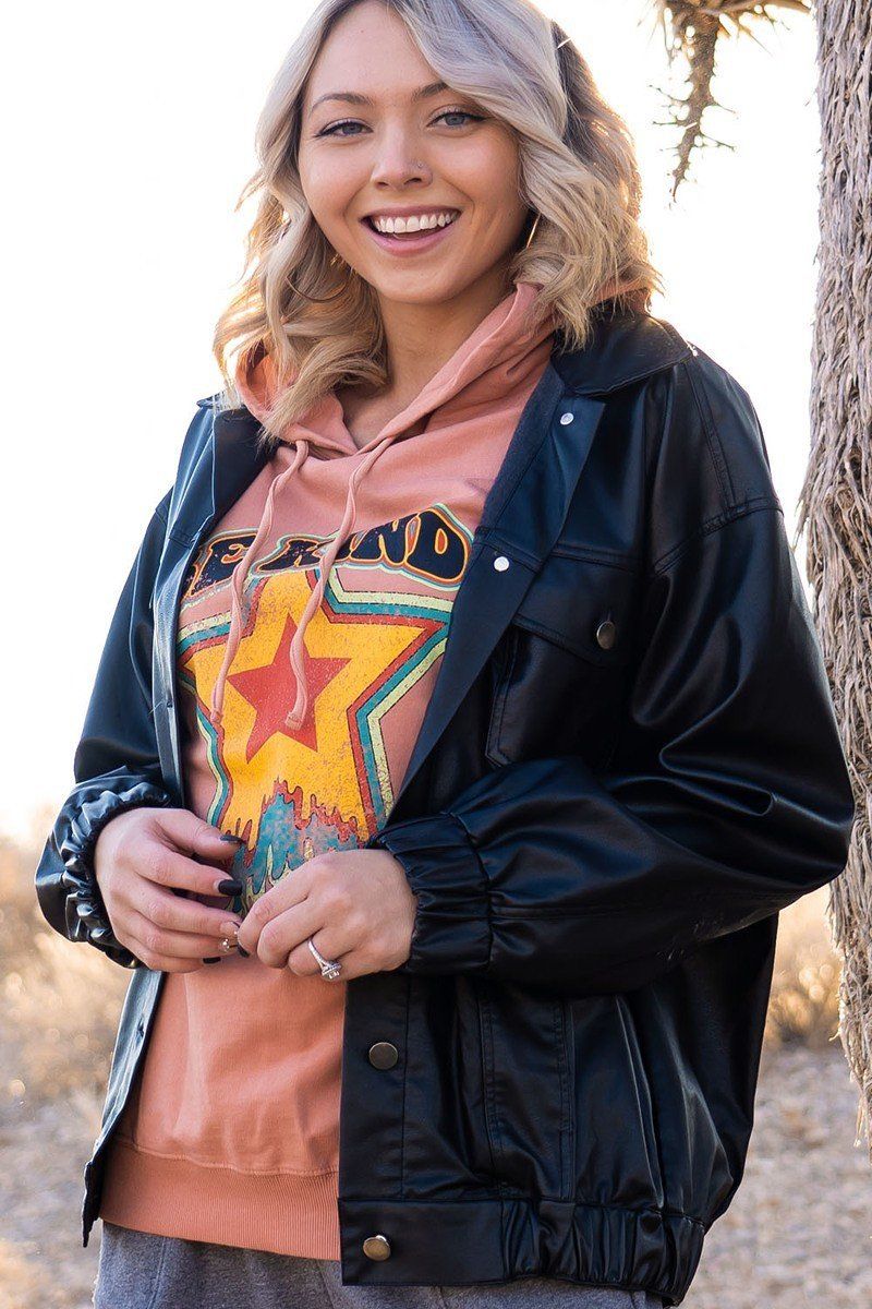 A Faux Leather Jacket Smile Sparker