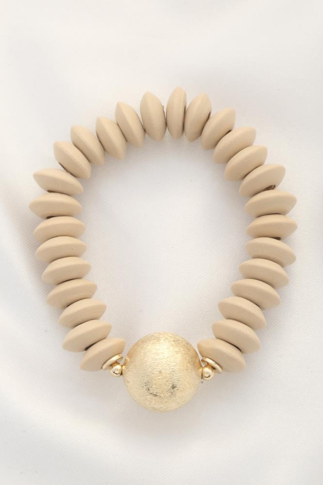 Ball Bead Wood Disc Bracelet Smile Sparker