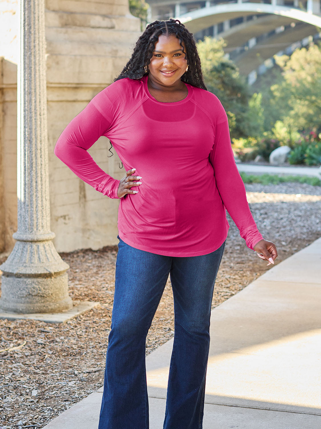 Basic Bae Full Size Round Neck Long Sleeve T-Shirt - TOPS - Mixed