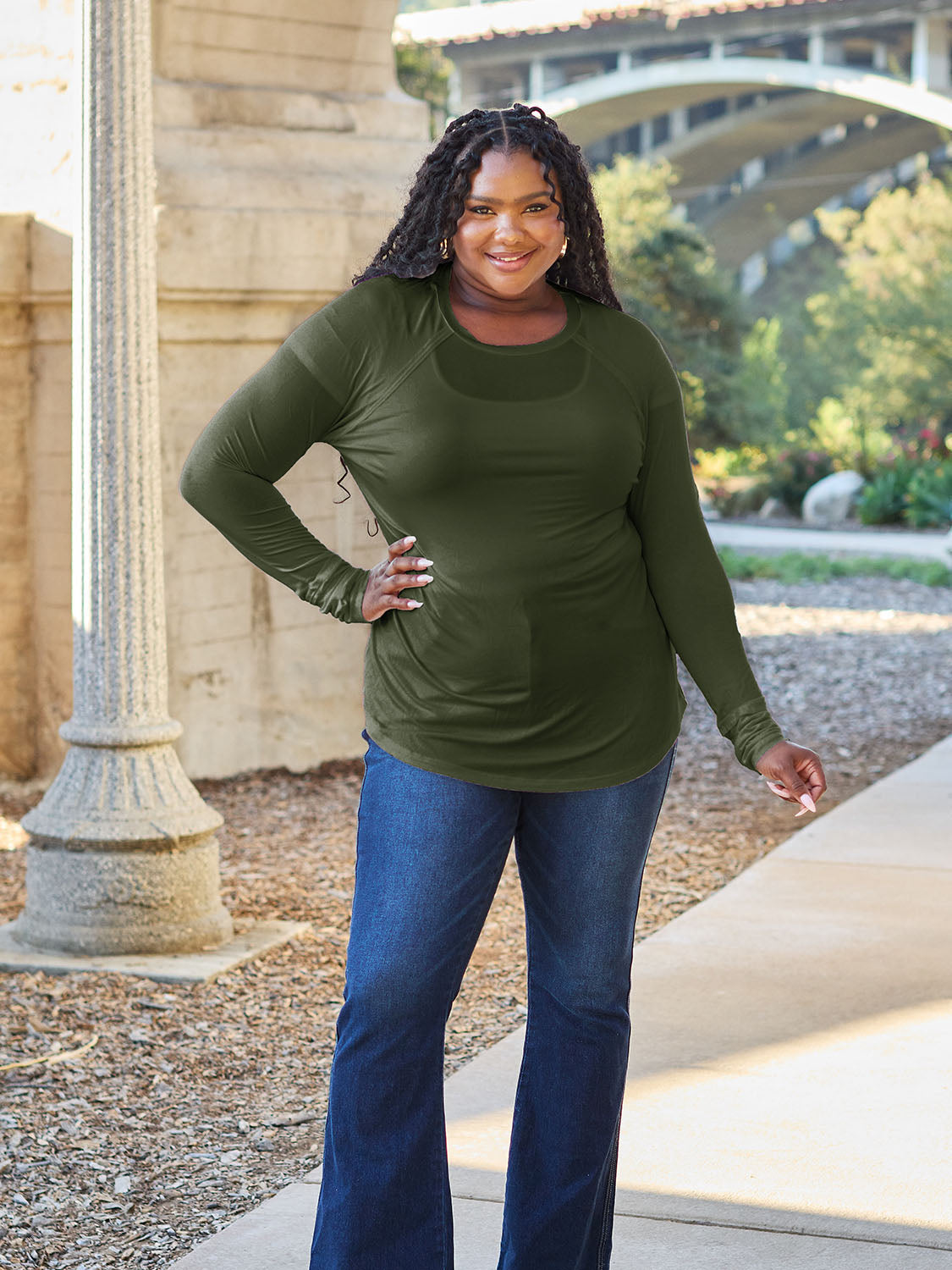 Basic Bae Full Size Round Neck Long Sleeve T-Shirt - TOPS - Mixed