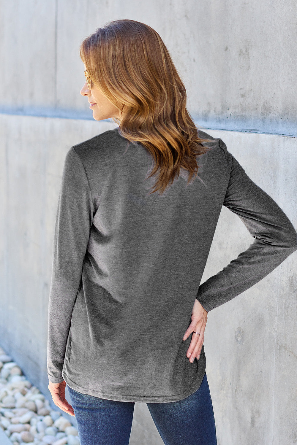 Basic Bae Full Size Round Neck Long Sleeve Top - TOPS - Mixed
