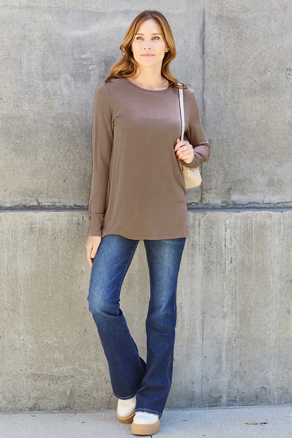 Basic Bae Full Size Round Neck Long Sleeve Top - TOPS - Mixed