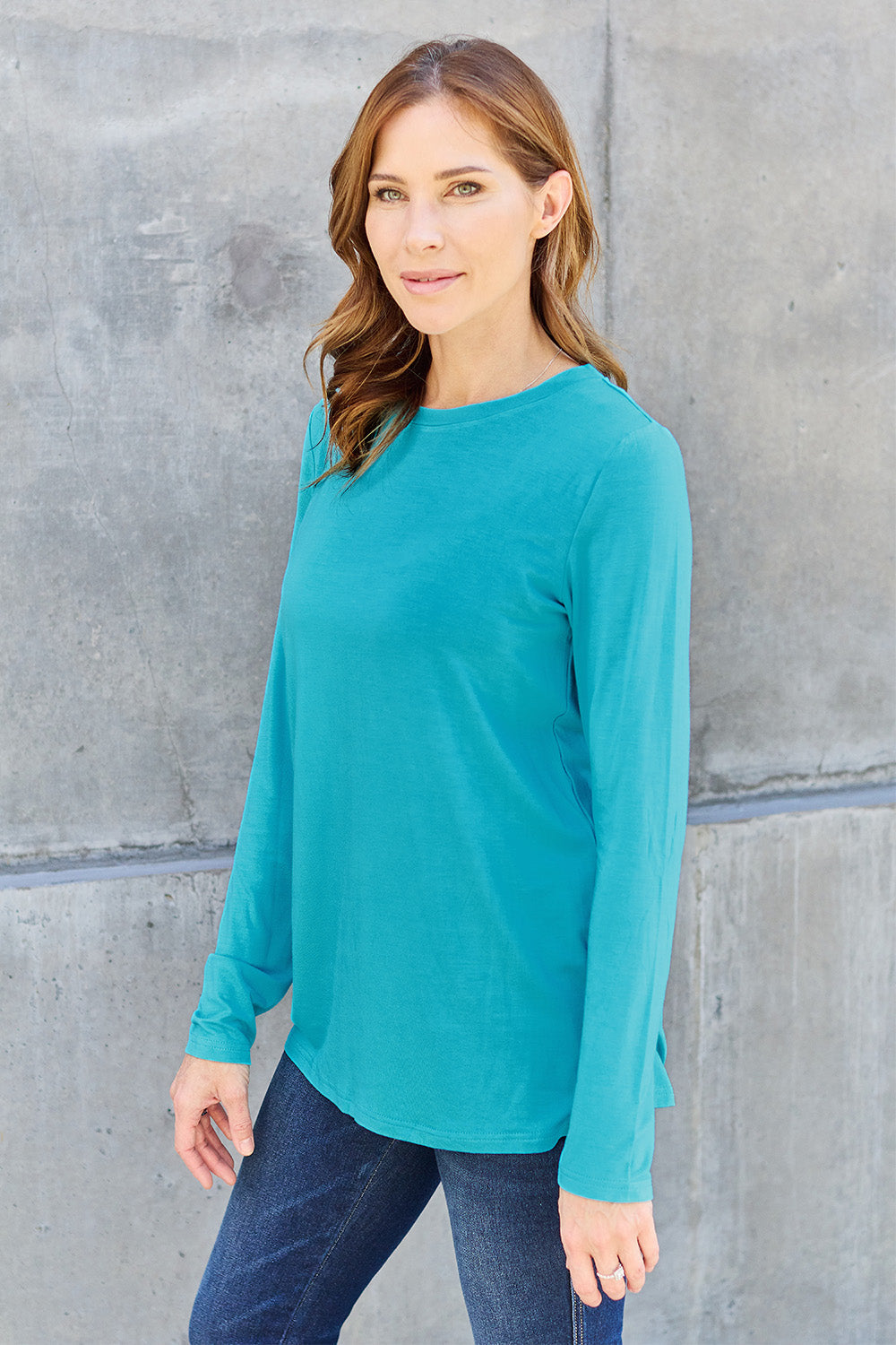 Basic Bae Full Size Round Neck Long Sleeve Top - TOPS - Mixed
