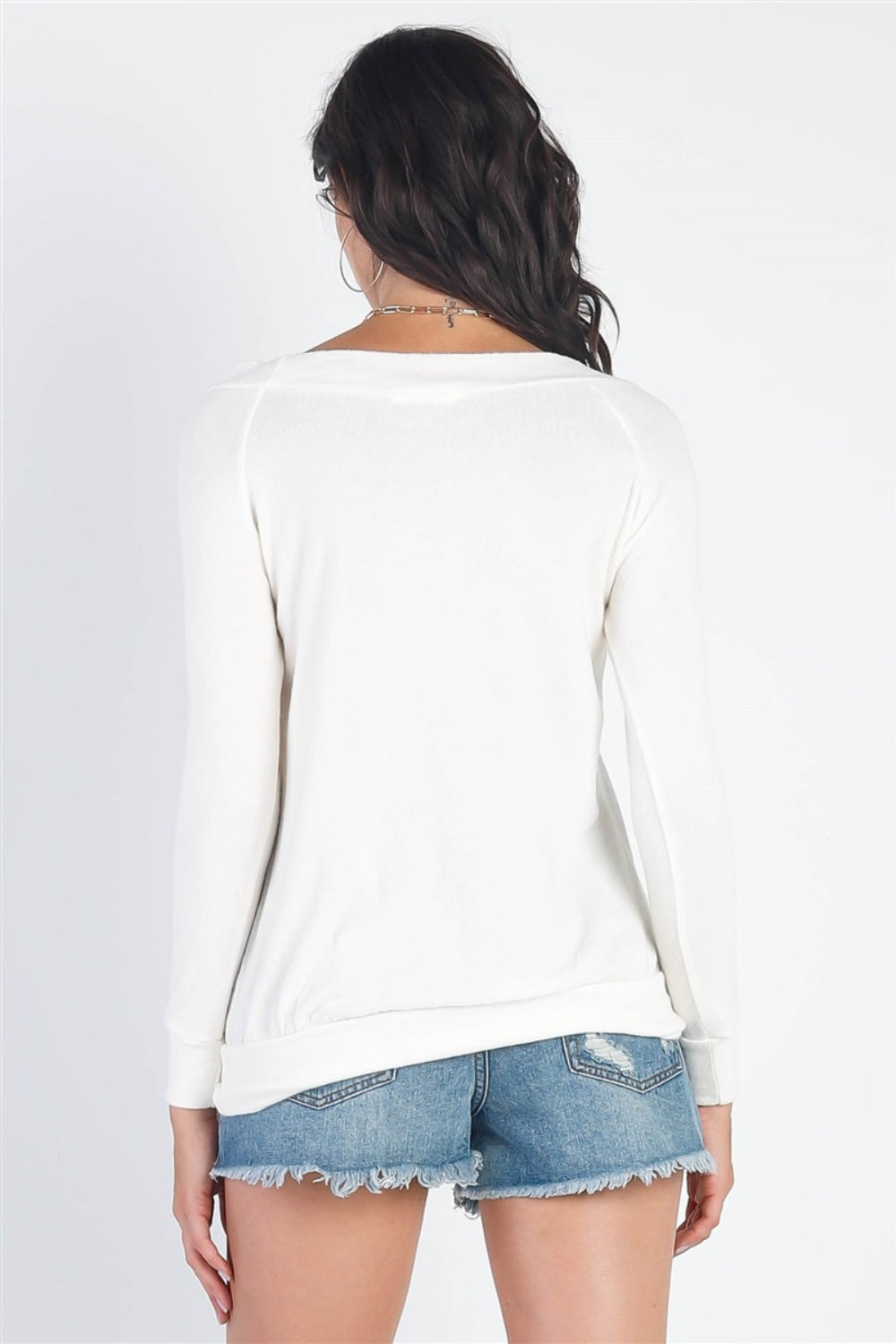 Cherish Apparel Flannel Long Sleeve Top - TOPS - Ivory