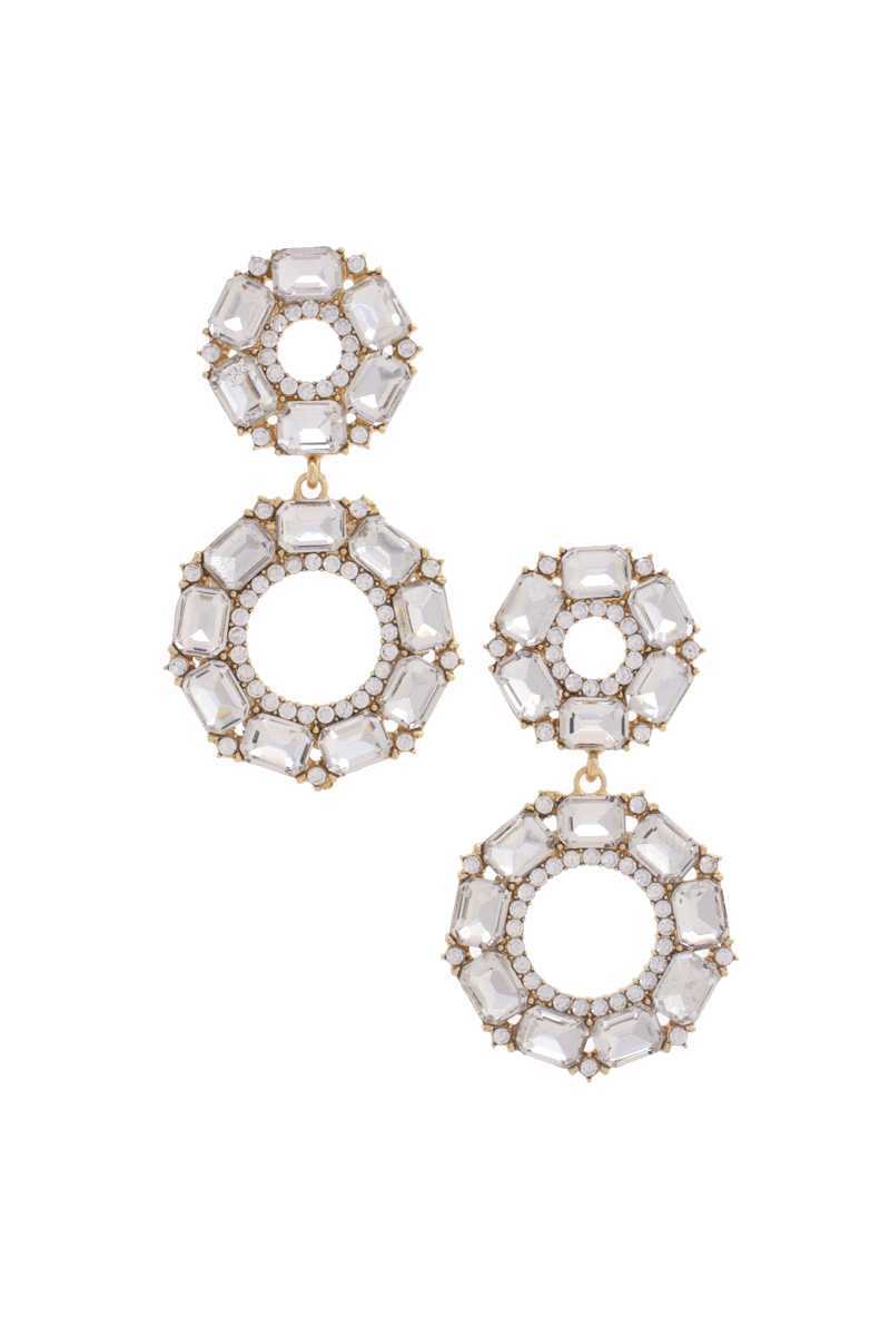 Double Circle Rhinestone Earring Smile Sparker