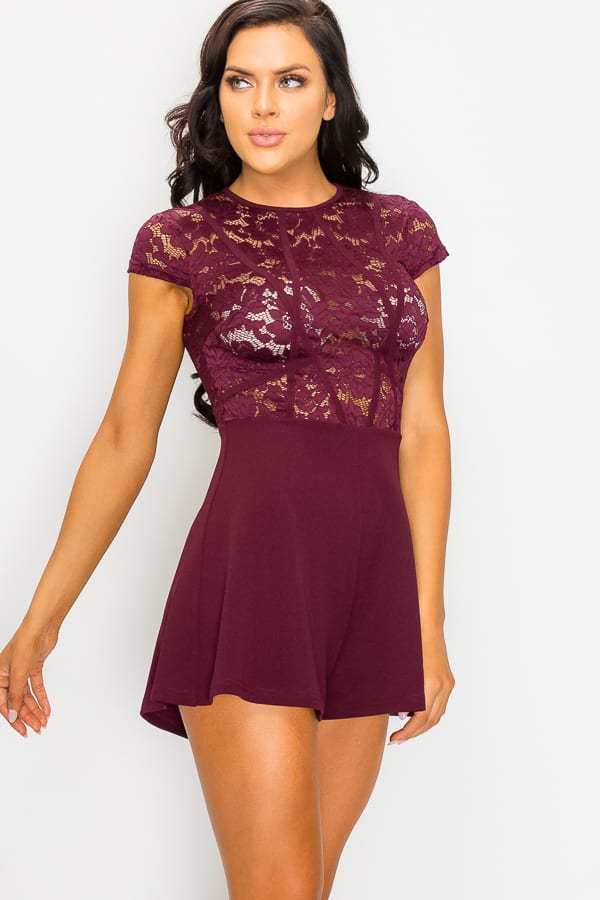 Floral Sheer Lace Combo Romper Smile Sparker