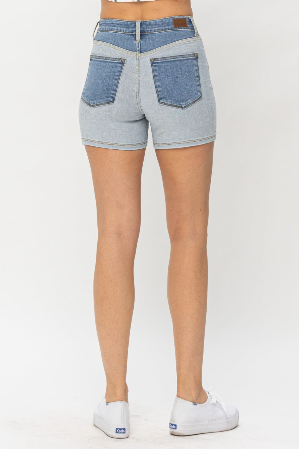Judy Blue Full Size Color Block Denim Shorts - JEANS - Blue