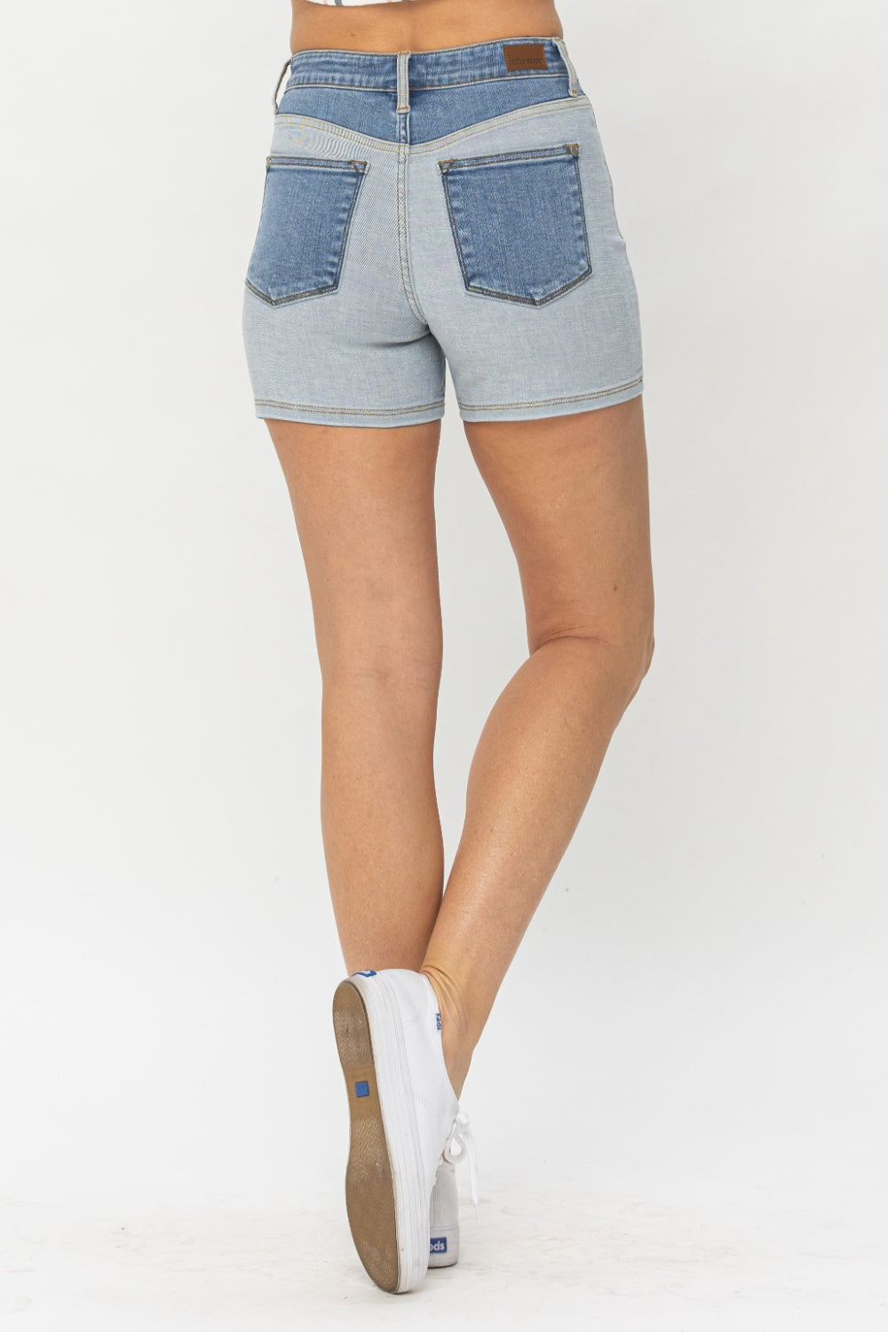 Judy Blue Full Size Color Block Denim Shorts - JEANS - Blue