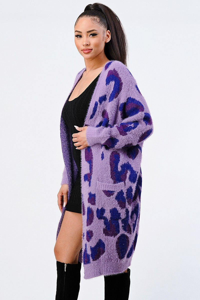 Leopard Angora Sweater Oversized Cardigan Smile Sparker