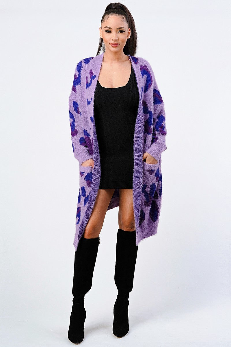 Leopard Angora Sweater Oversized Cardigan Smile Sparker