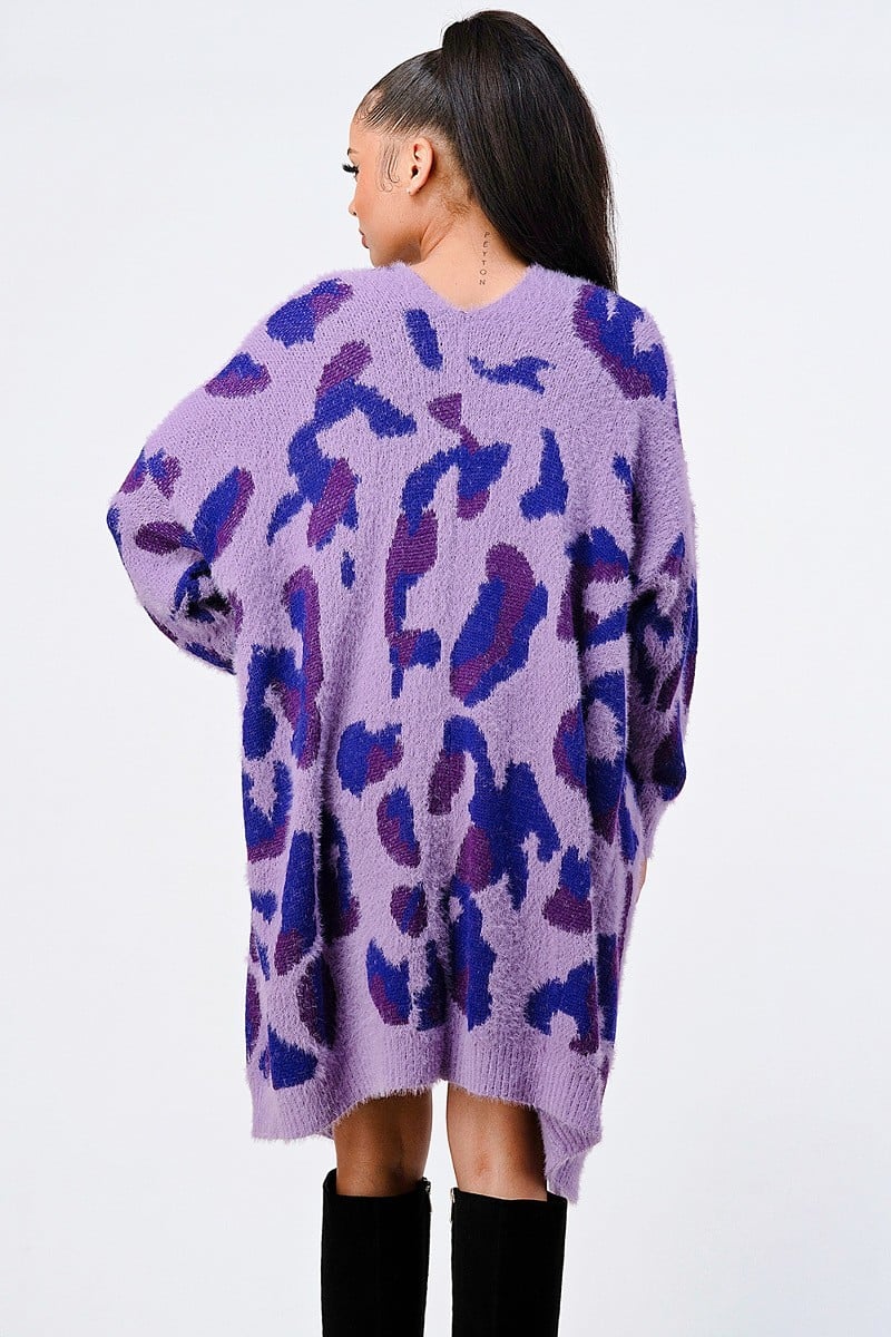 Leopard Angora Sweater Oversized Cardigan Smile Sparker