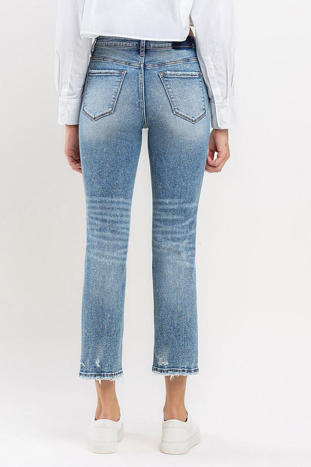 Lovervet Full Size High Rise Slim Straight Jeans - JEANS - Medium Denim