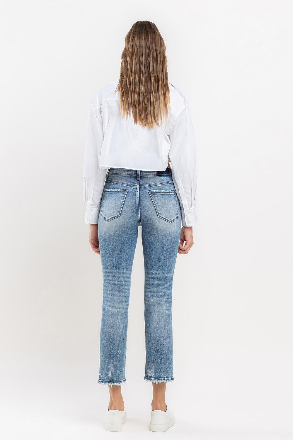 Lovervet Full Size High Rise Slim Straight Jeans - JEANS - Medium Denim