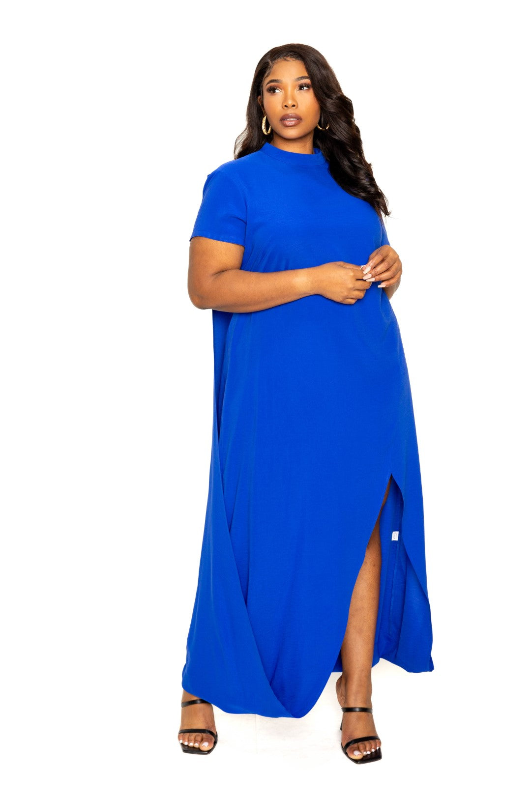 Mock neck back cape dress Smile Sparker