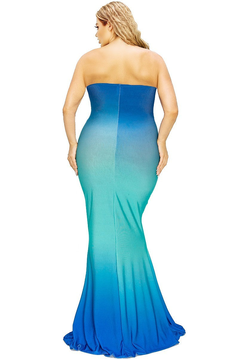 Plus hot summer gradient tube maxi dress Smile Sparker