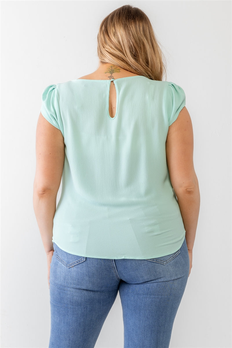Plus Koshibo Textured Cap Sleeve Top Smile Sparker