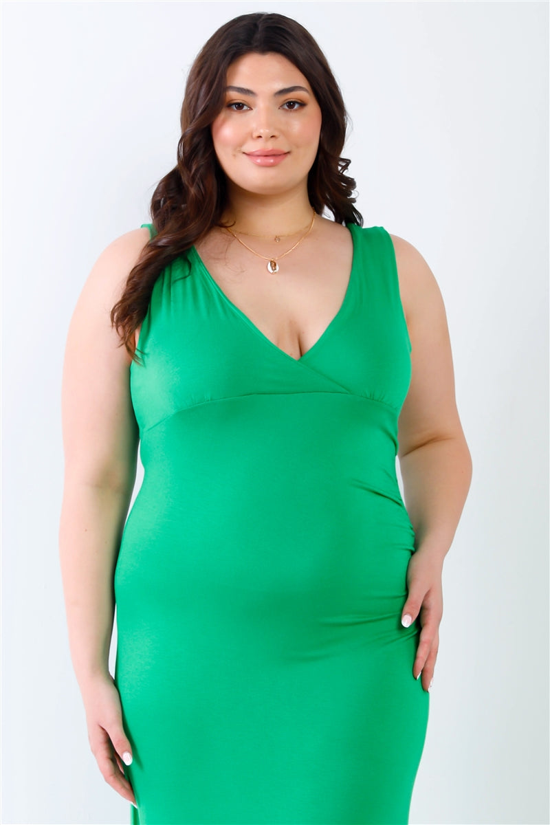 Plus V-neck Sleeveless Maxi Dress Smile Sparker