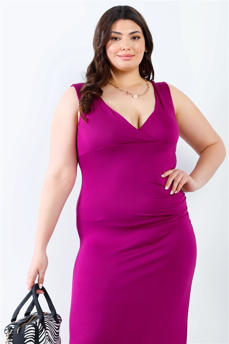 Plus V-neck Sleeveless Maxi Dress Smile Sparker