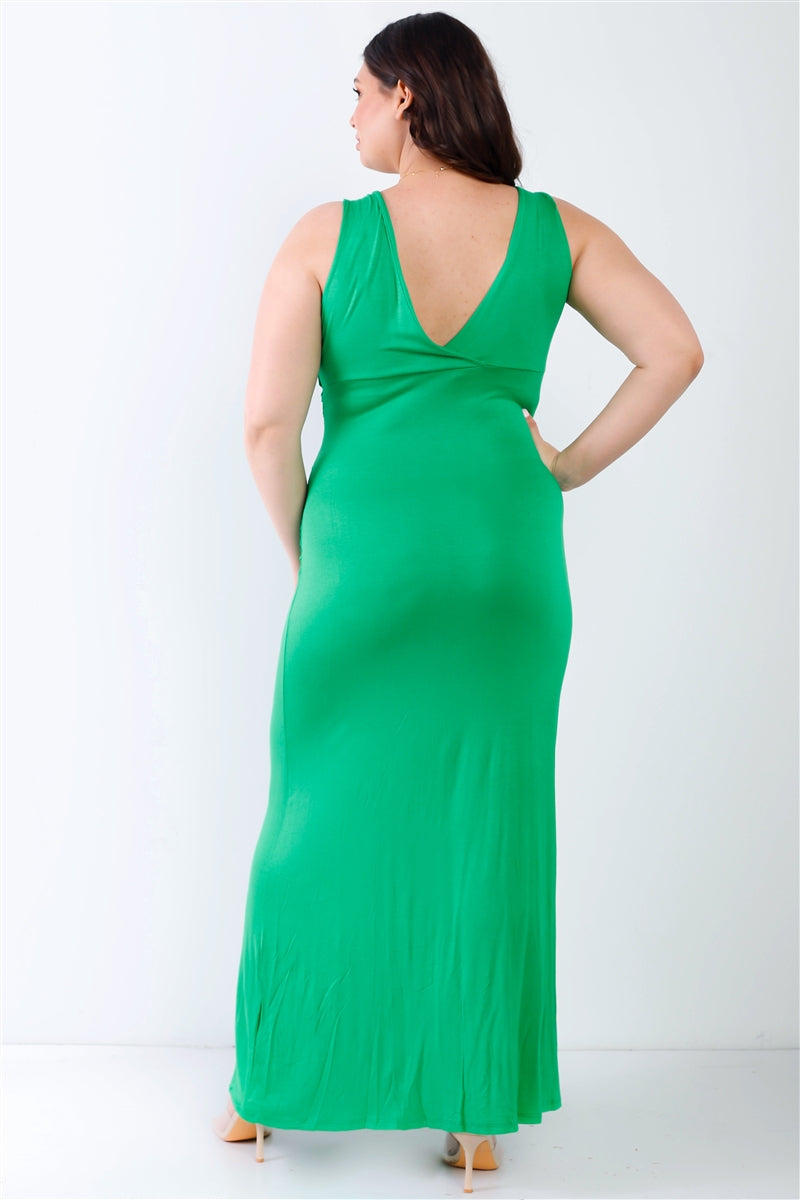 Plus V-neck Sleeveless Maxi Dress Smile Sparker