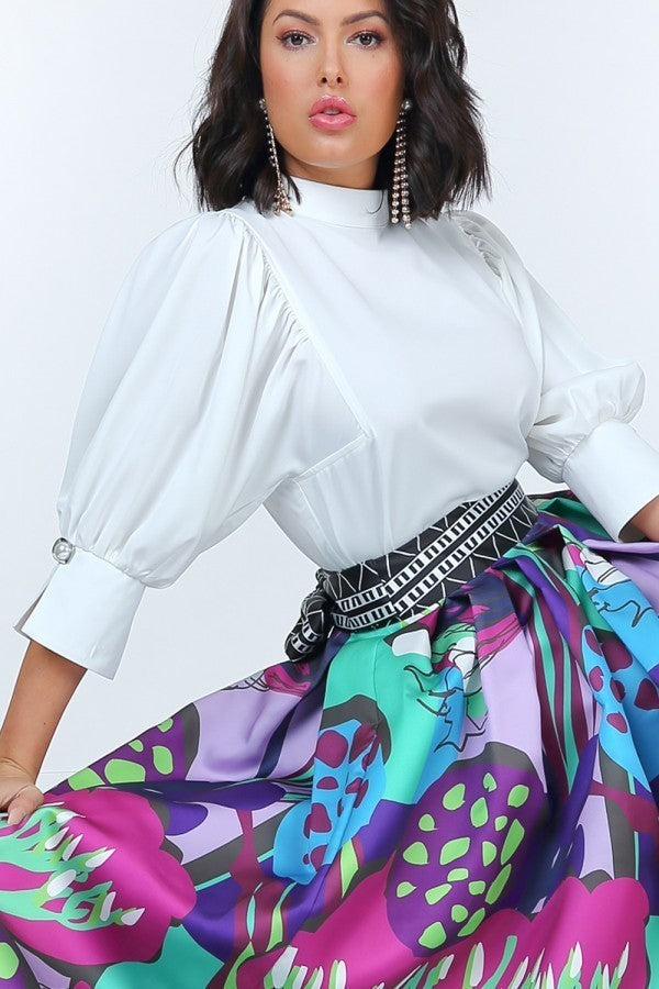Puff Sleeve Blouse With Pearl Buttons Smile Sparker