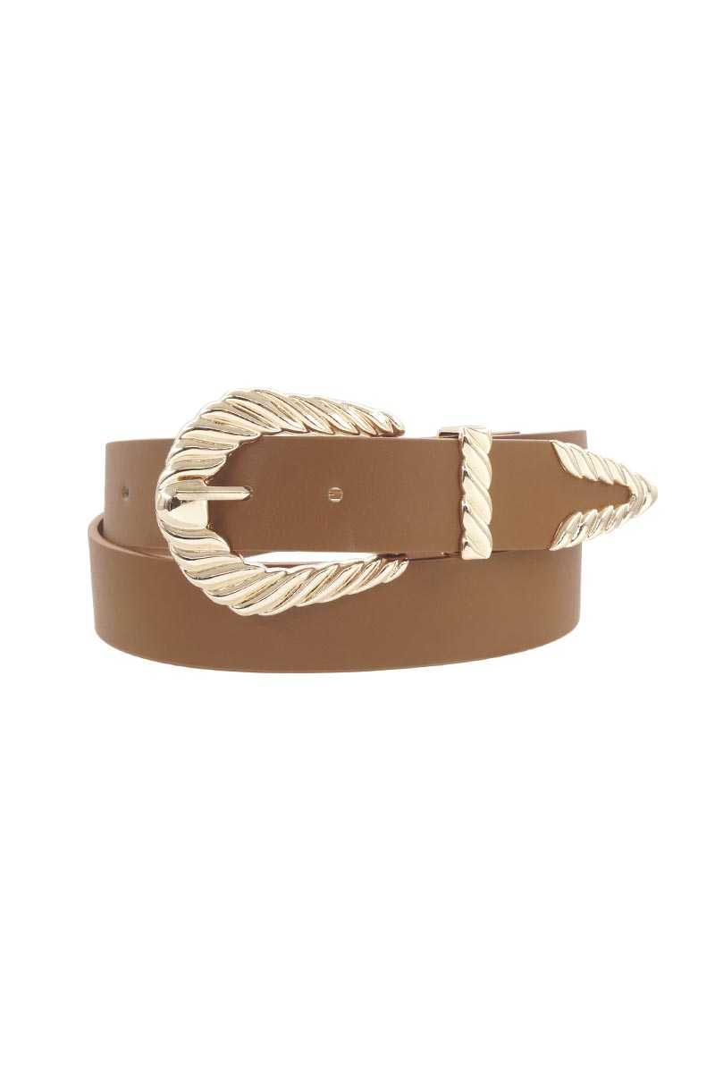 Shrimp Textured Buckle Belt Smile Sparker
