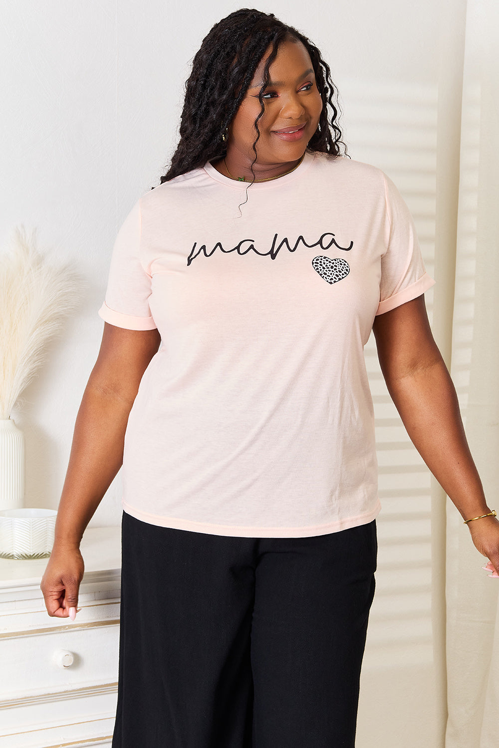 Simply Love MAMA Heart Graphic T-Shirt - SHIRTS & BLOUSES - Dusty Pink