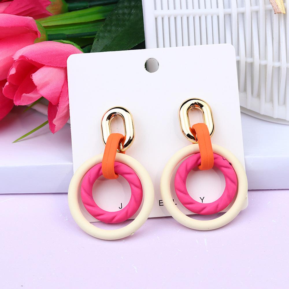 Smooth Texture Round Dangle Earring Smile Sparker