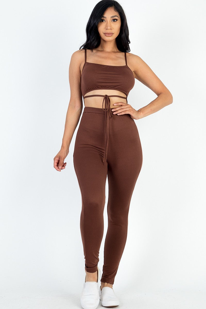Solid Tie Front Cut Out Jumpsuit Smile Sparker