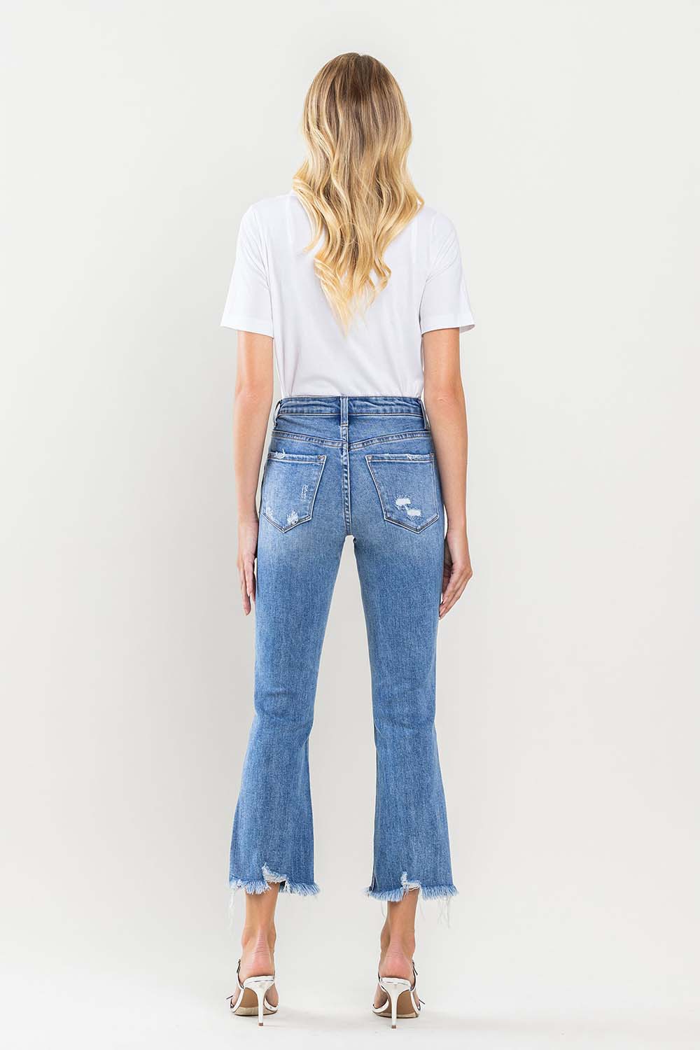 Vervet by Flying Monkey Full Size High Rise Cropped Flare Jeans - JEANS - Medium Denim