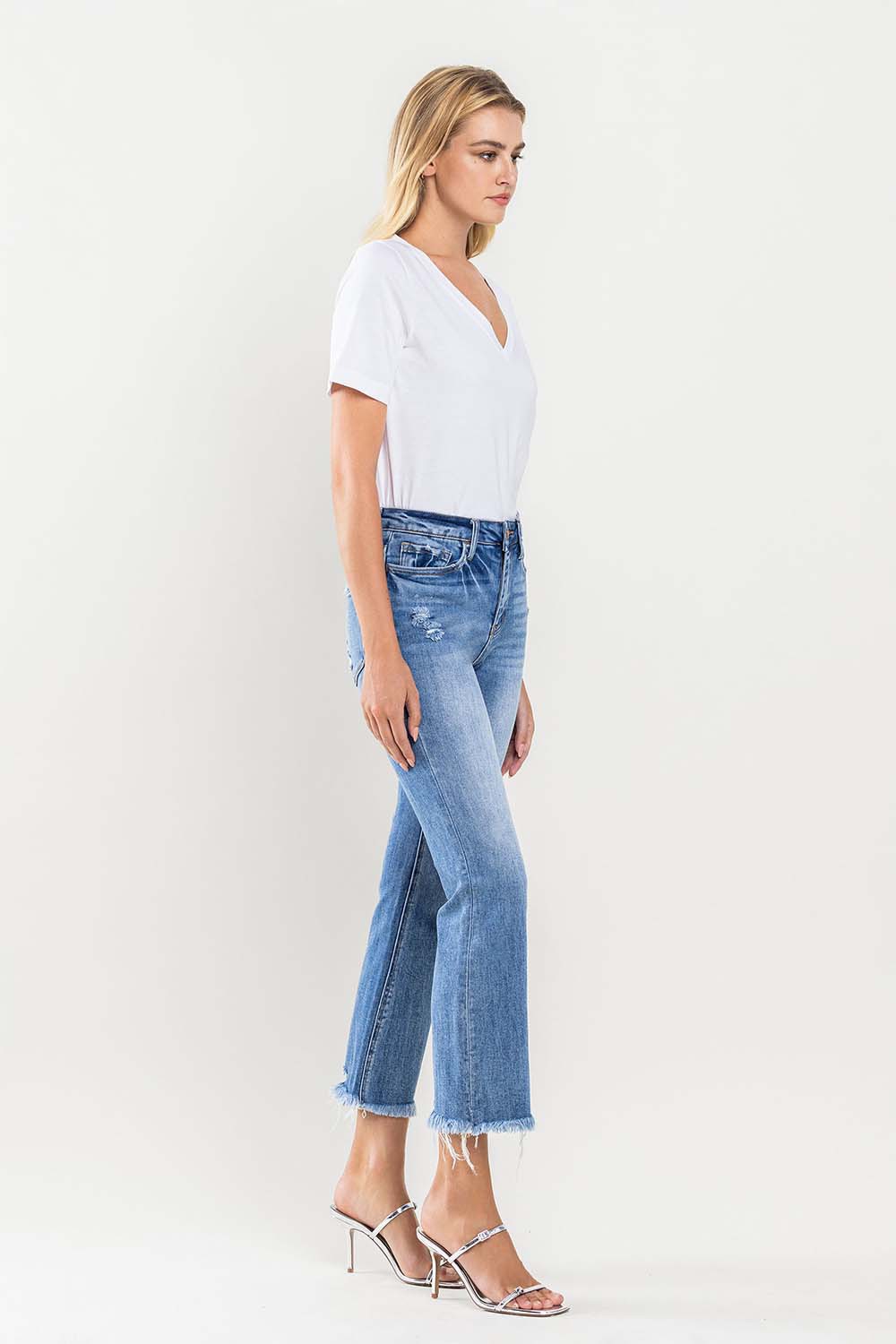 Vervet by Flying Monkey Full Size High Rise Cropped Flare Jeans - JEANS - Medium Denim