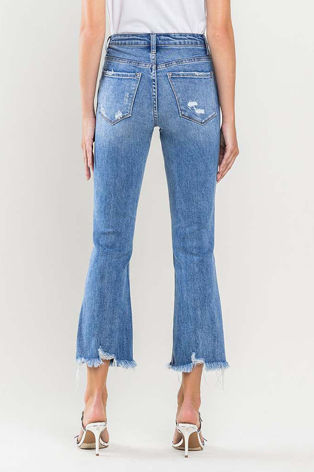 Vervet by Flying Monkey Full Size High Rise Cropped Flare Jeans - JEANS - Medium Denim