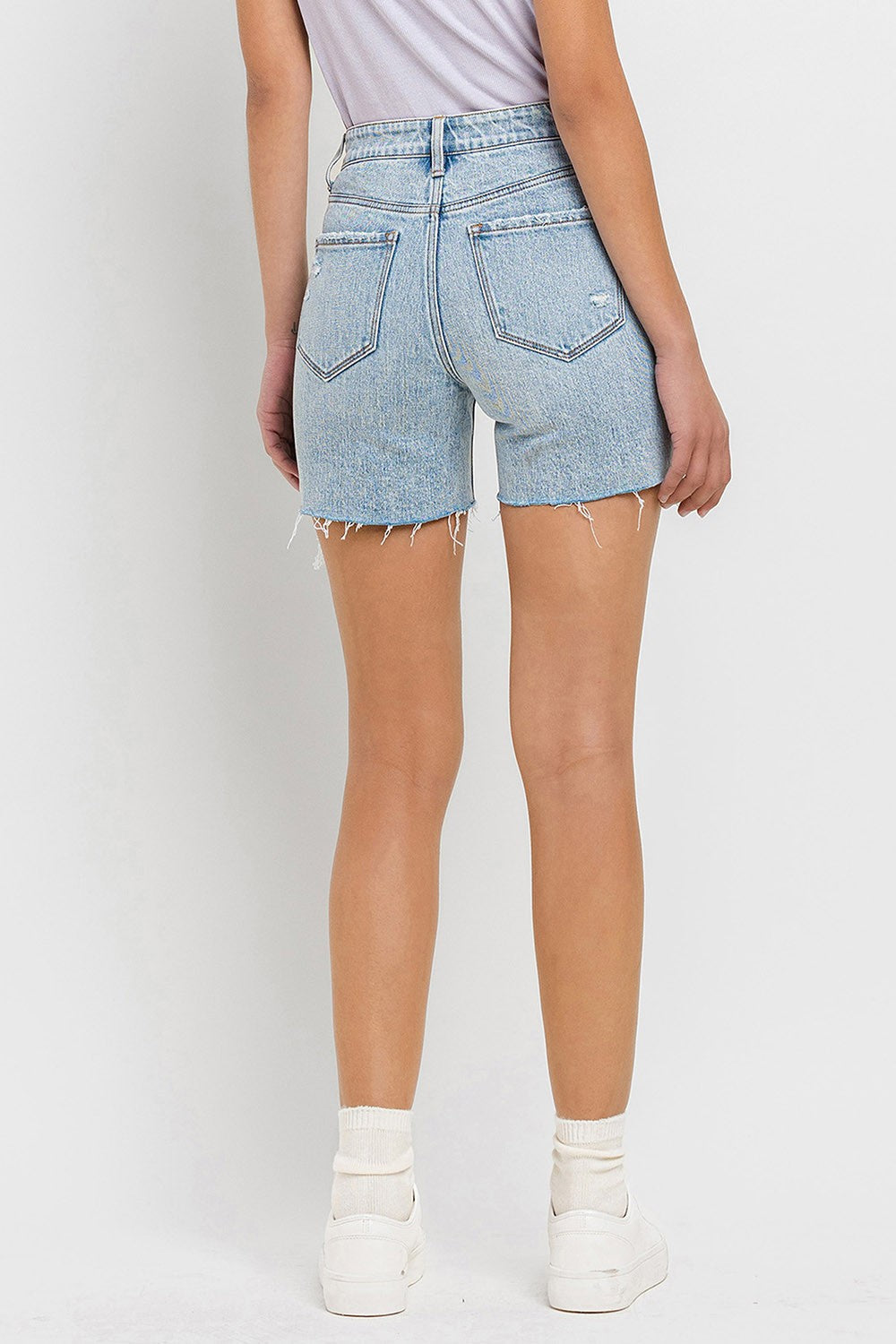 Vervet by Flying Monkey High Rise Denim Shorts - JEANS - Light Denim