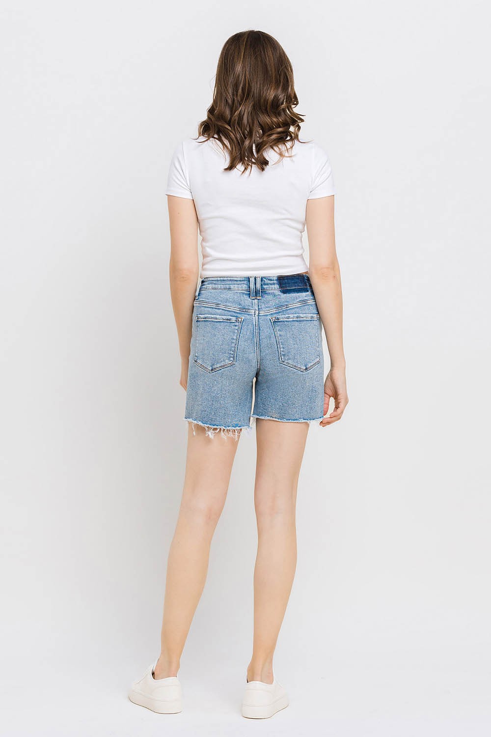 Vervet by Flying Monkey High Rise Denim Shorts - JEANS - Light blue