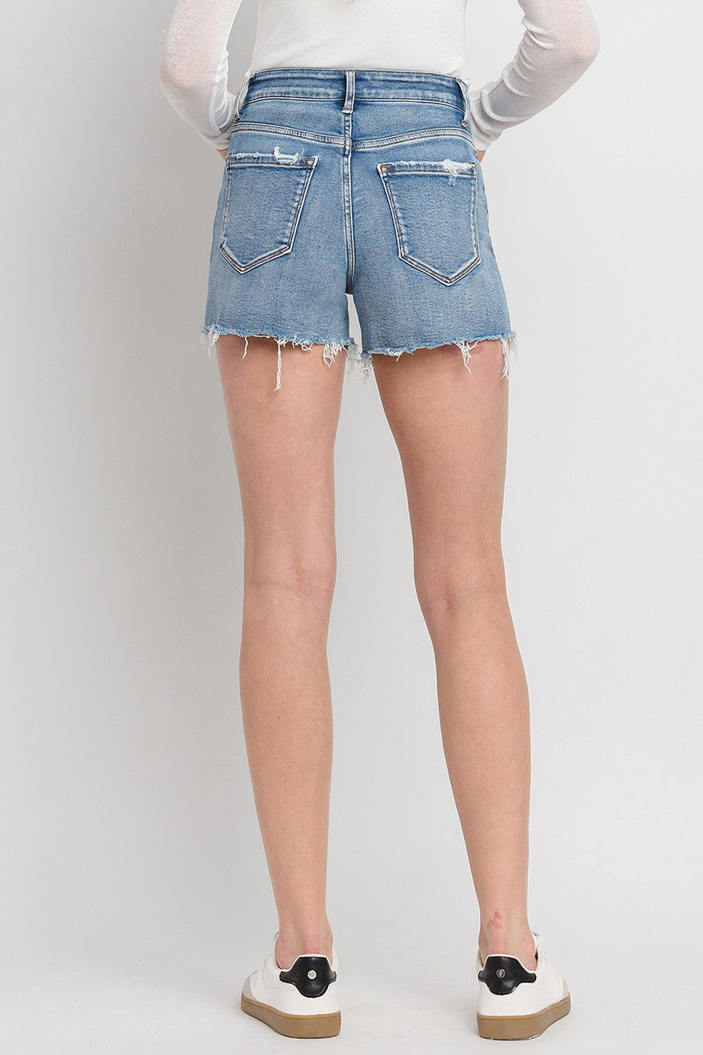 Vervet by Flying Monkey High Rise Denim Shorts - JEANS - Light Denim