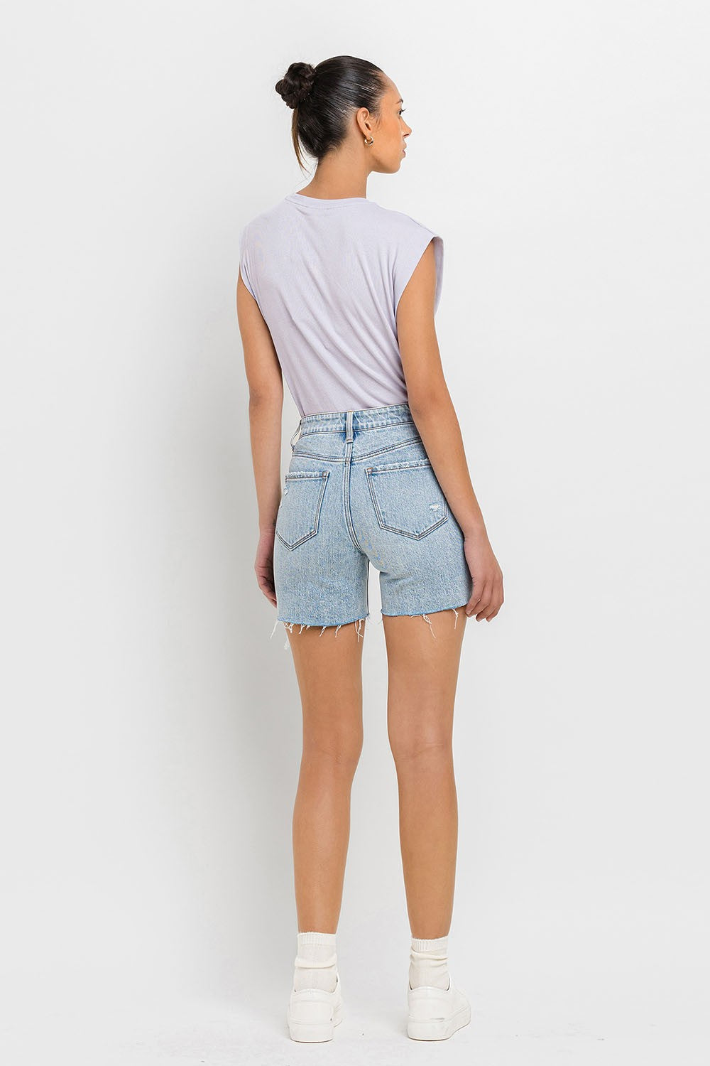 Vervet by Flying Monkey High Rise Denim Shorts - JEANS - Light Denim