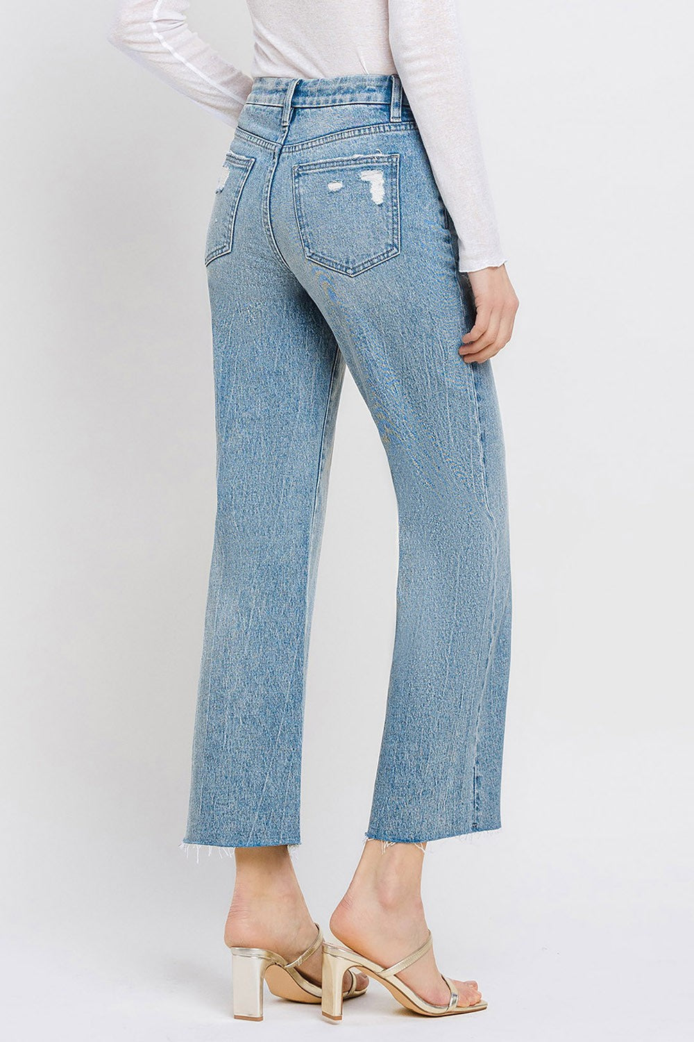 Vervet by Flying Monkey Mid Rise Crop Wide Leg Jeans - JEANS - Medium Denim