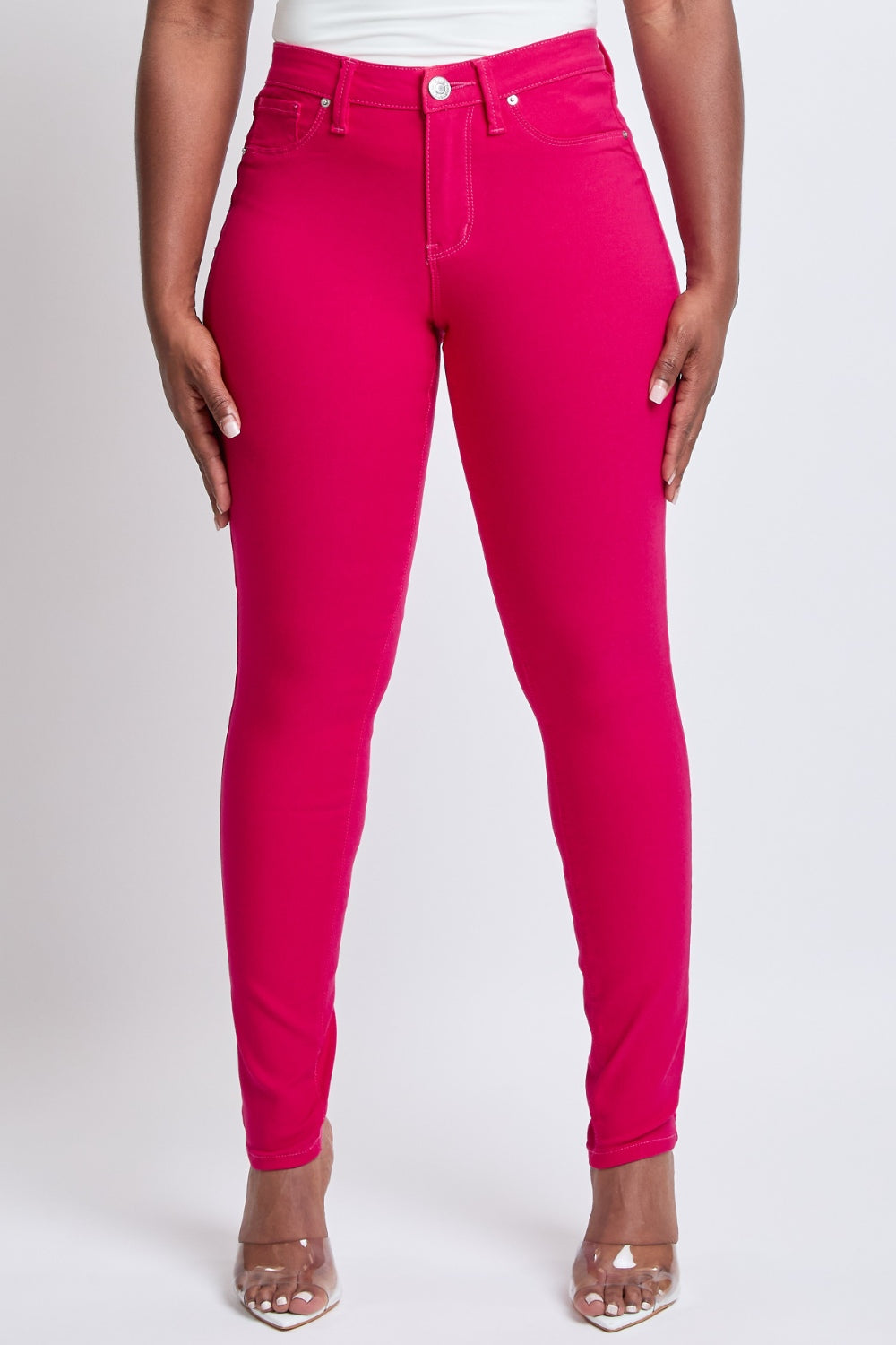 YMI Jeanswear Hyperstretch Mid-Rise Skinny Jeans - JEANS - Pink