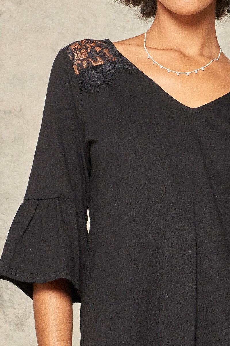 A Knit Top With Deep V Neckline And Yoke Design Smile Sparker