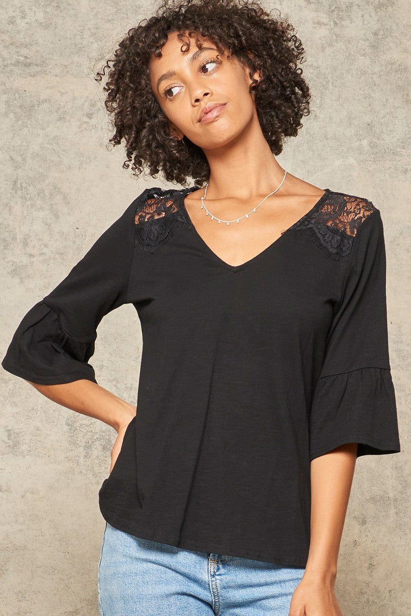 A Knit Top With Deep V Neckline And Yoke Design Smile Sparker