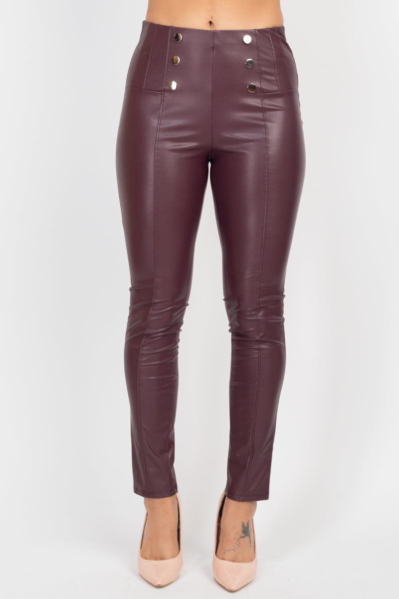 Button-detailed Skinny Pants Smile Sparker