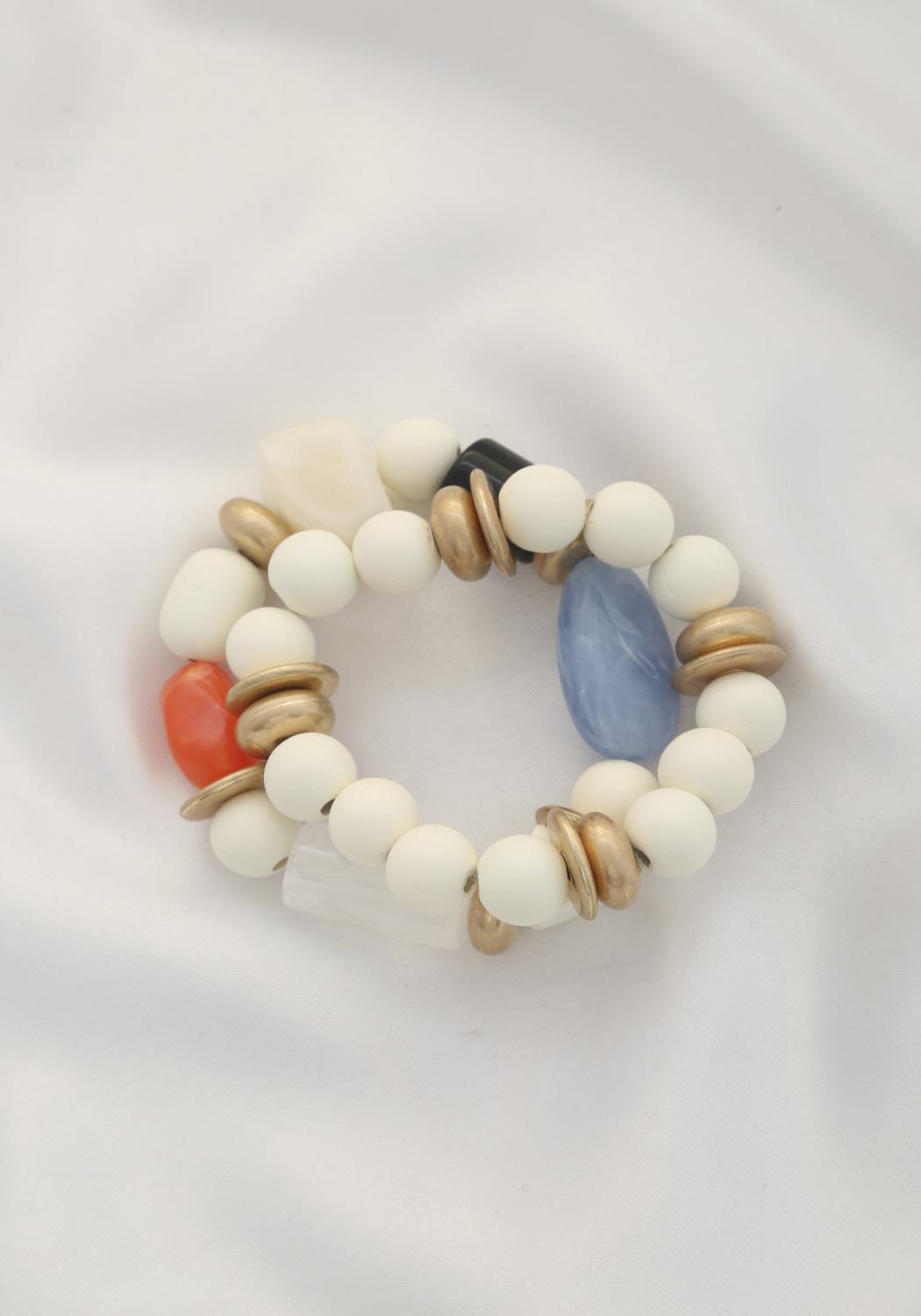Chunky Bead Metal Disc Bracelet Set Smile Sparker