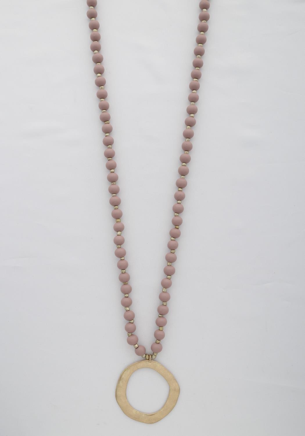Circle Pendant Beaded Necklace Smile Sparker