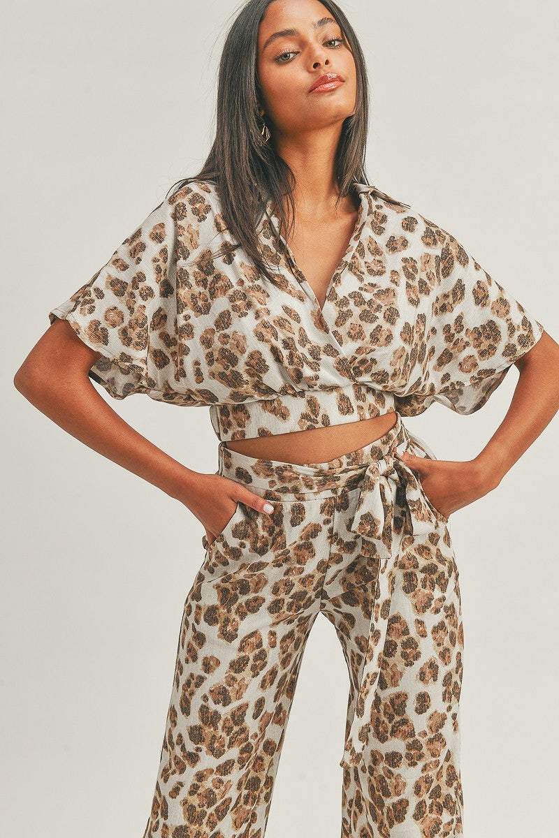 Crop Top Animal Print Set Smile Sparker